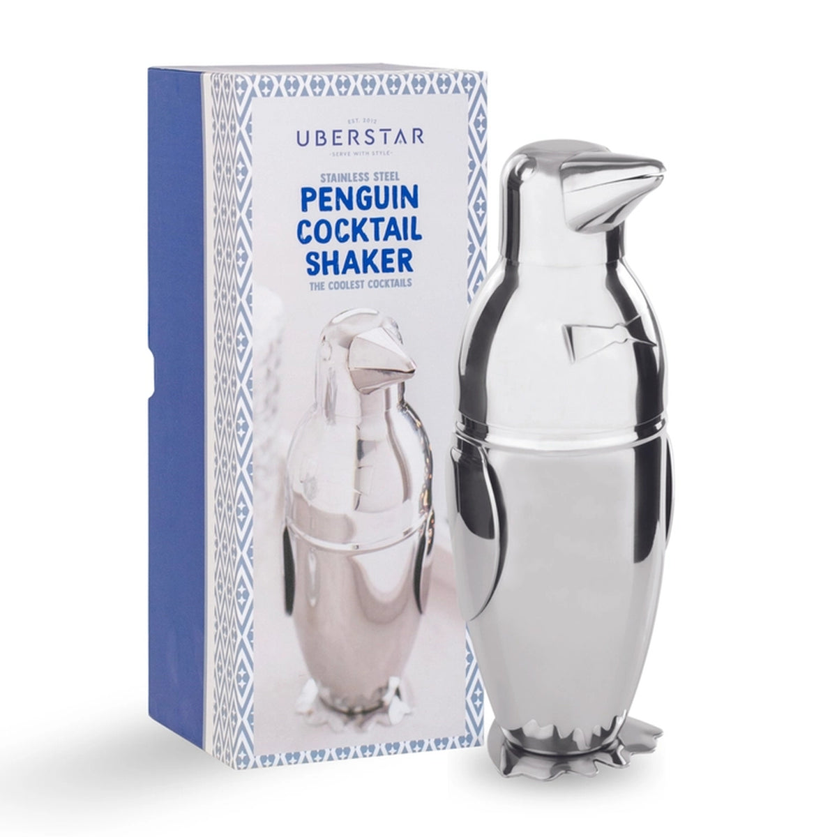 Shaker à cocktails pingouin avec finition brillante et design rétro