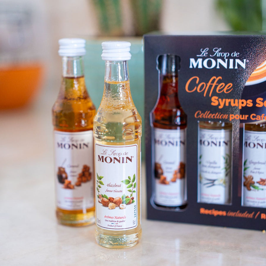 Coffret de 5 sirops pour cafés avec étiquettes colorées