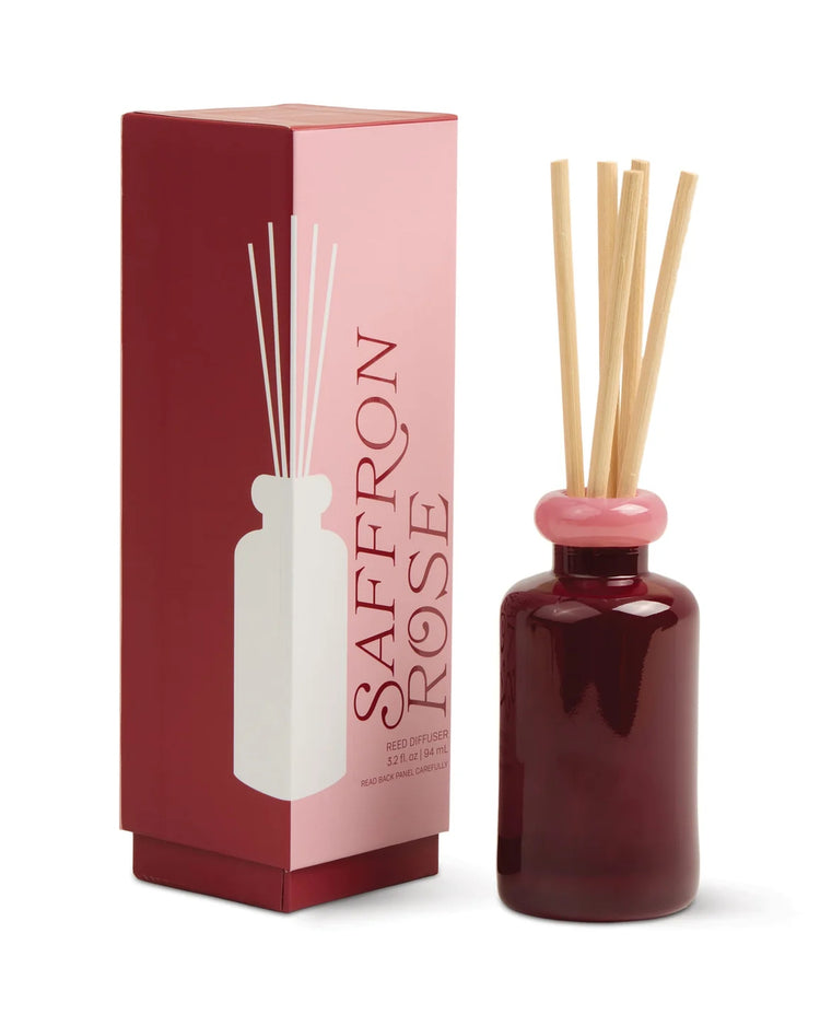 Diffuseur à bâtonnets Saffron Rose avec flacon bordeaux élégant