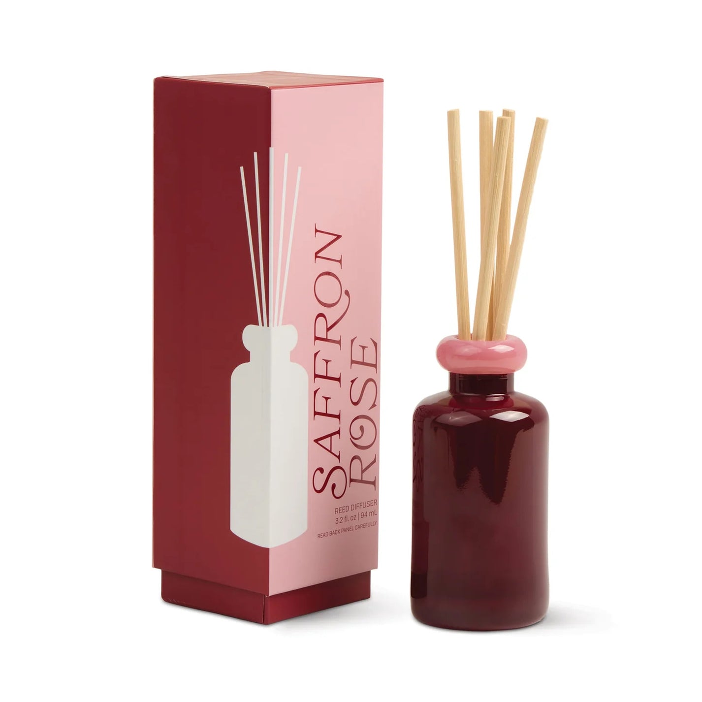 Diffuseur à bâtonnets Saffron Rose avec flacon bordeaux élégant