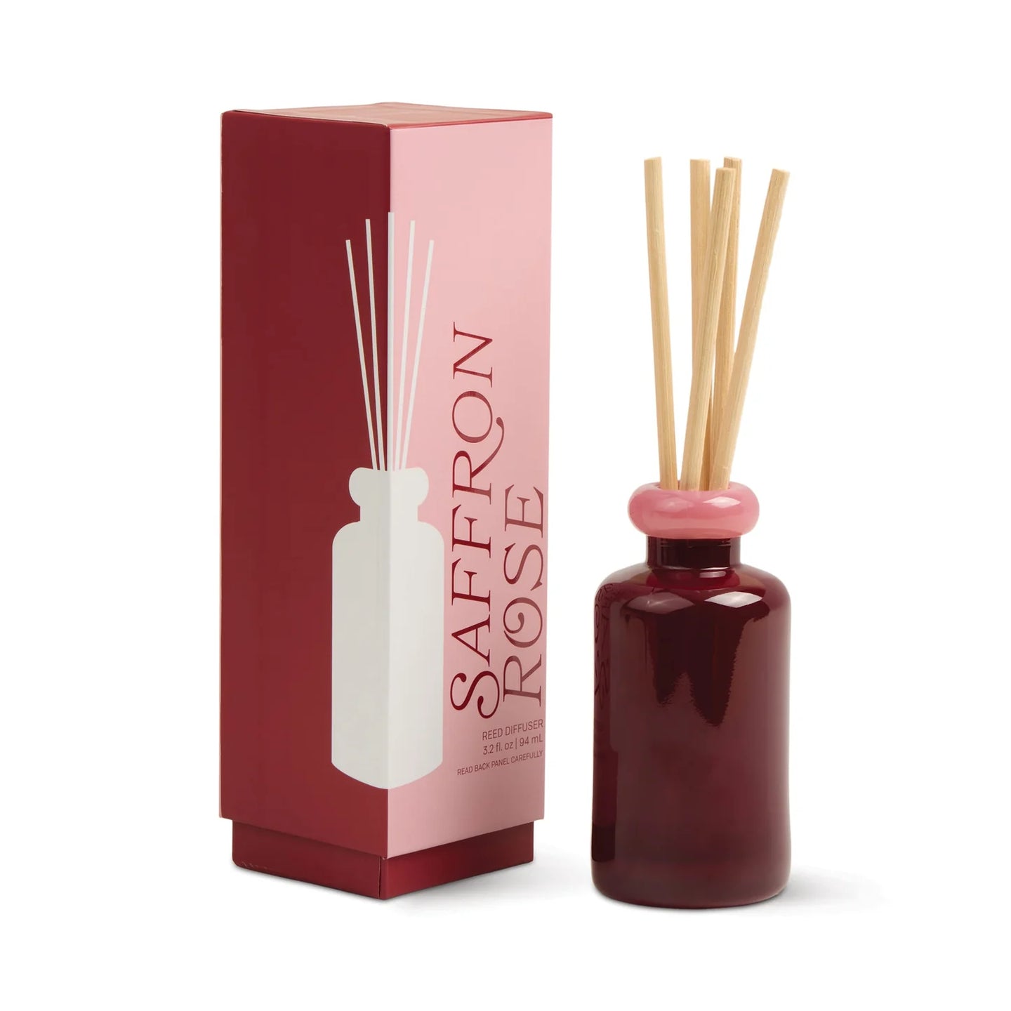 Diffuseur à bâtonnets Saffron Rose avec flacon bordeaux élégant