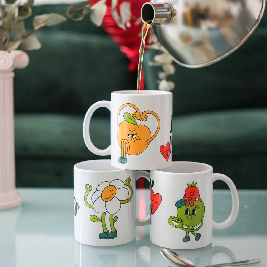 Mug à message avec illustration vintage et anse délicate