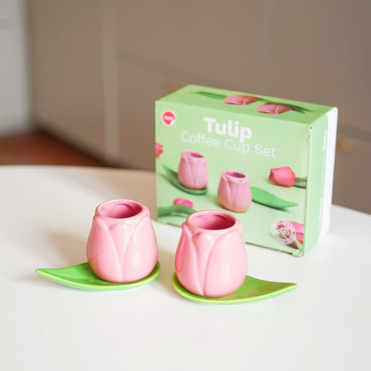 Duo de Tasses à Café en forme de Tulipe