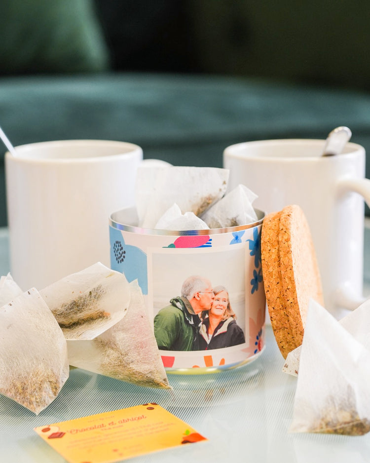 Boîte de thé personnalisée avec photo en gros plan