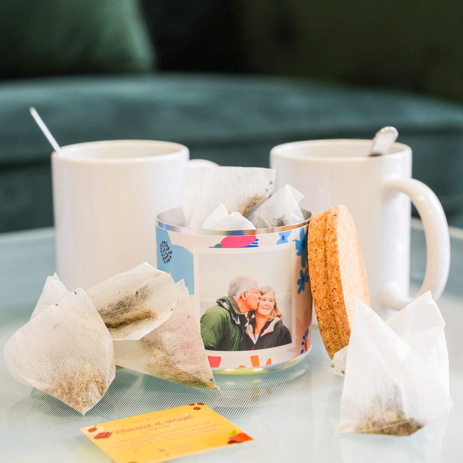 Boîte de thé personnalisée avec photo en gros plan