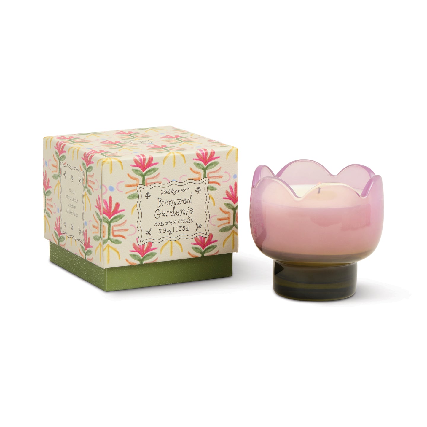 Bougie tulipe lila avec texture délicate et parfum gardenia