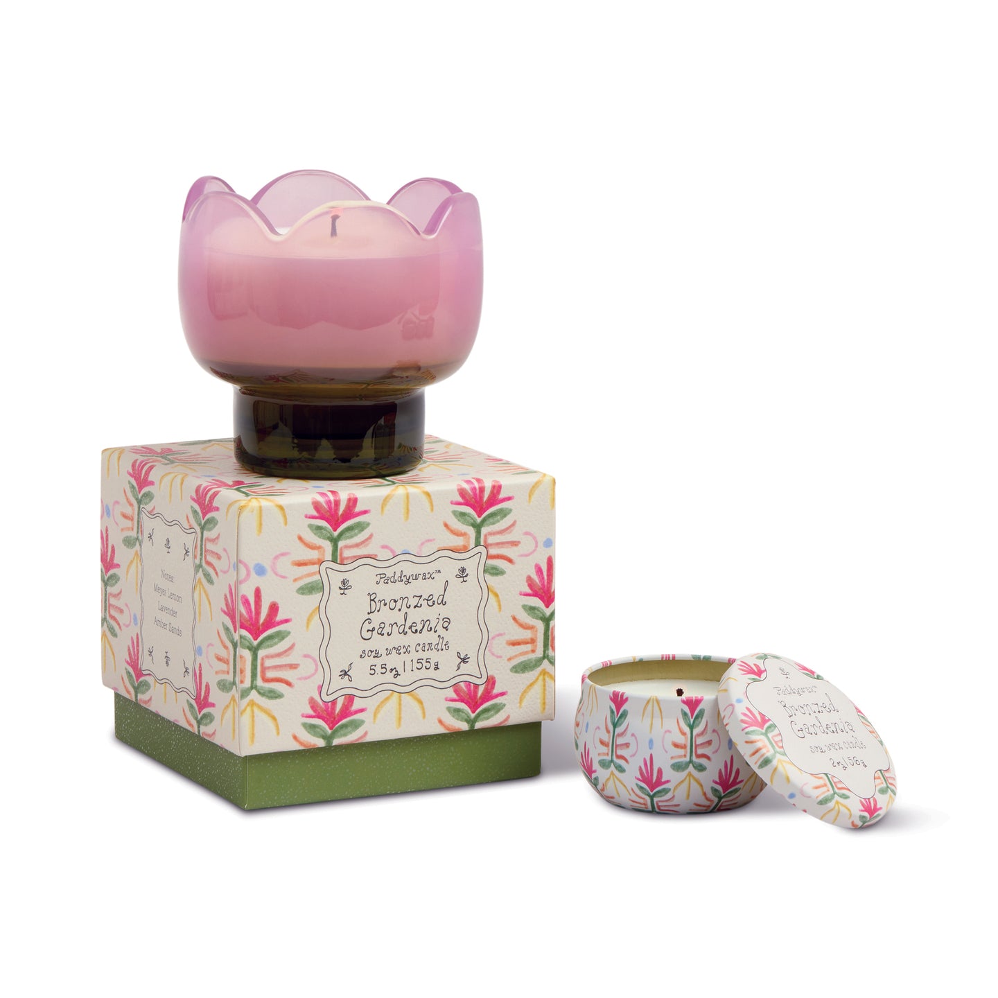 Bougie tulipe lila avec texture délicate et parfum gardenia