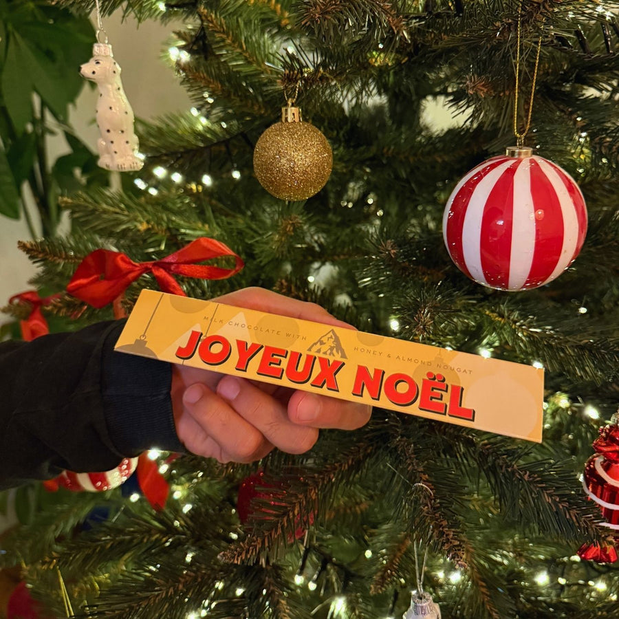 Toblerone Joyeux Noël avec emballage festif et motifs de Noël