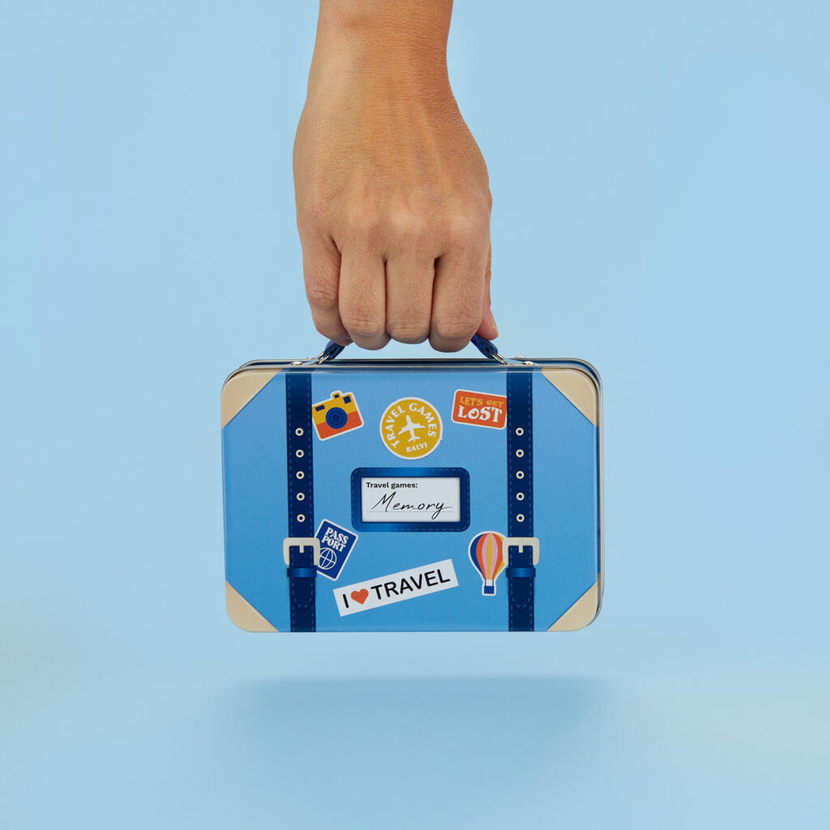 Mini-valise en métal pour jeu de memory, design voyage
