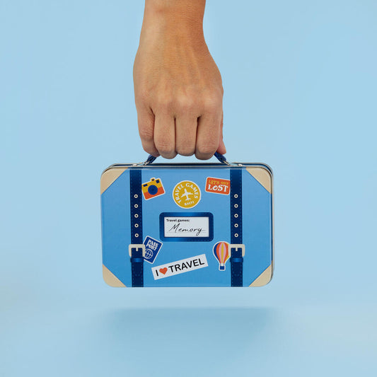 Mini-valise en métal pour jeu de memory, design voyage