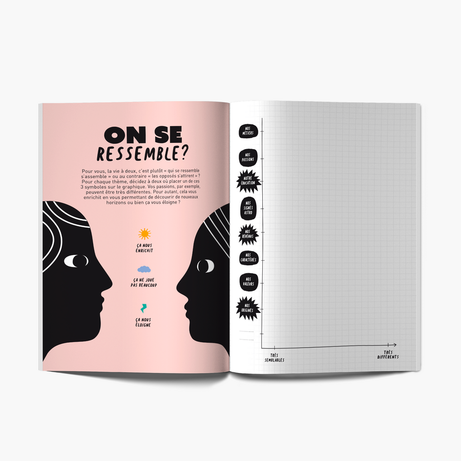 Livret à remplir avec couverture illustrée pour couples