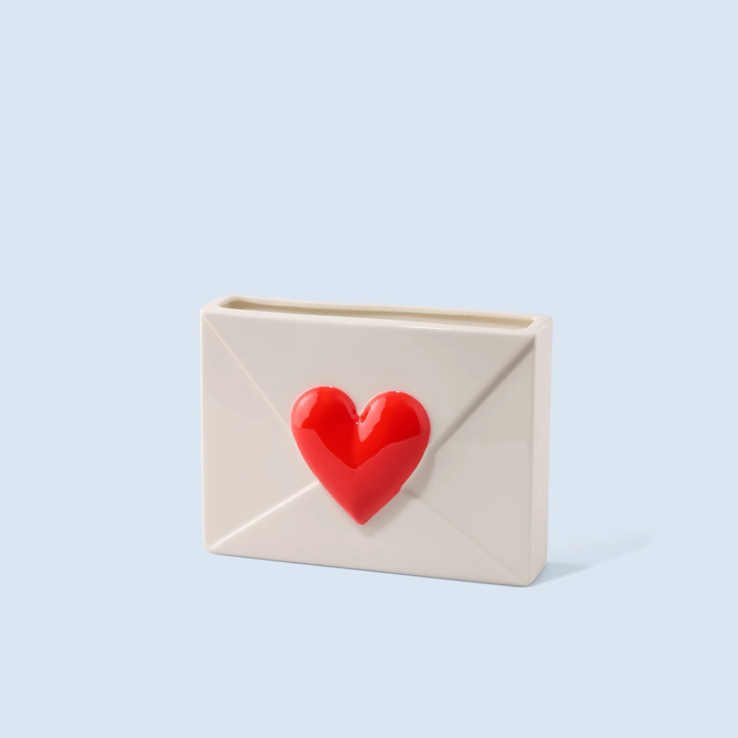 Vase en céramique en forme de cœur, motif coloré et joyeux