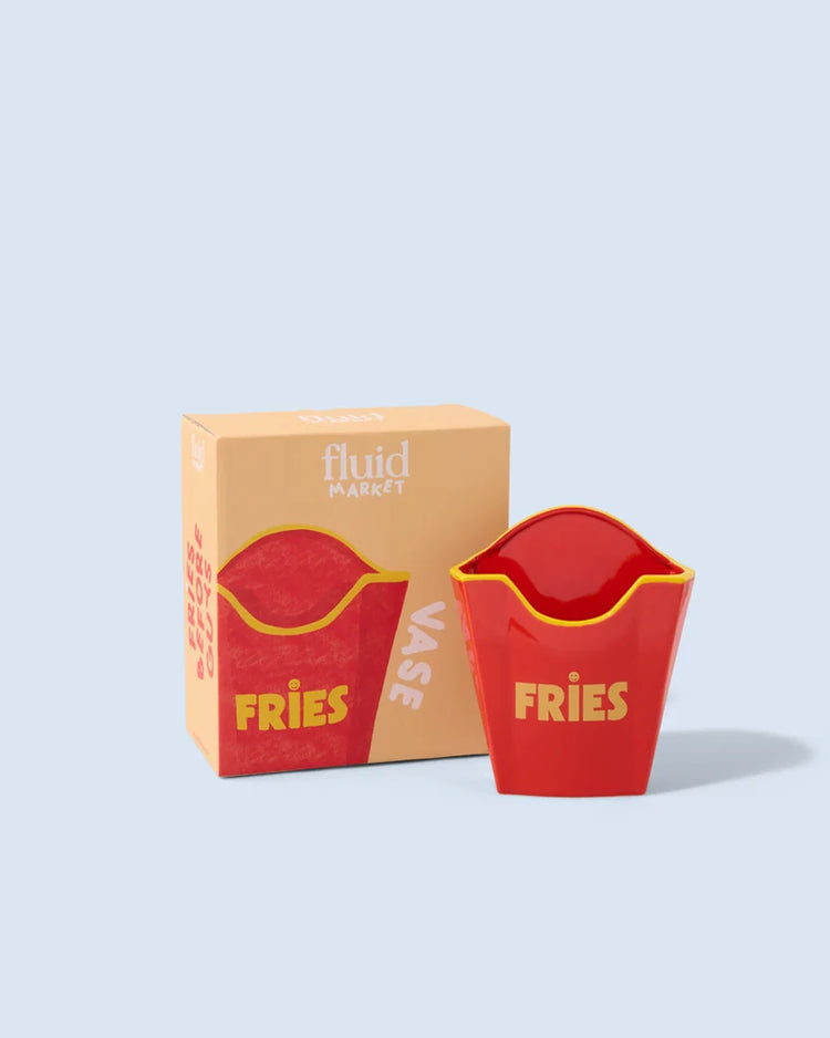 Vase en forme de frites avec texture réaliste et design ludique