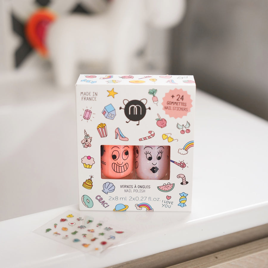 Coffret de vernis corail et paillettes pour enfants