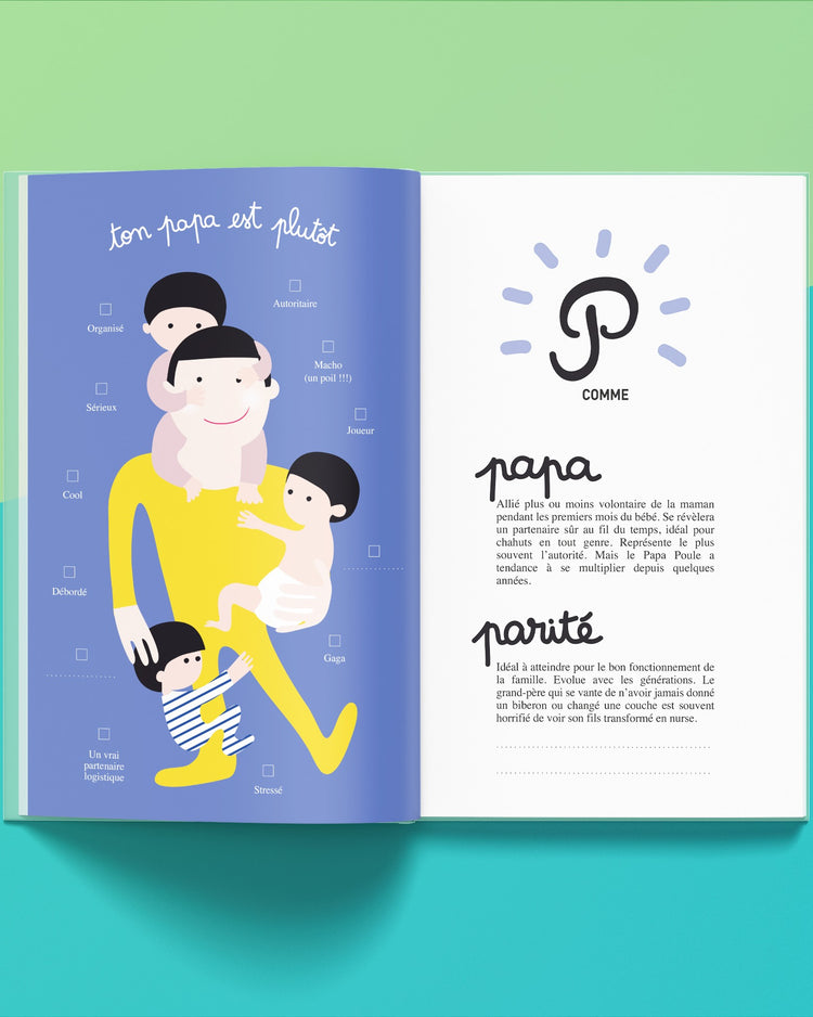 Carnet illustré pour la première année d'un bébé, couverture colorée.