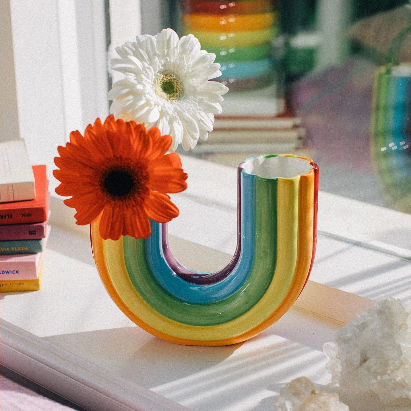 Vase multicolore arc en ciel