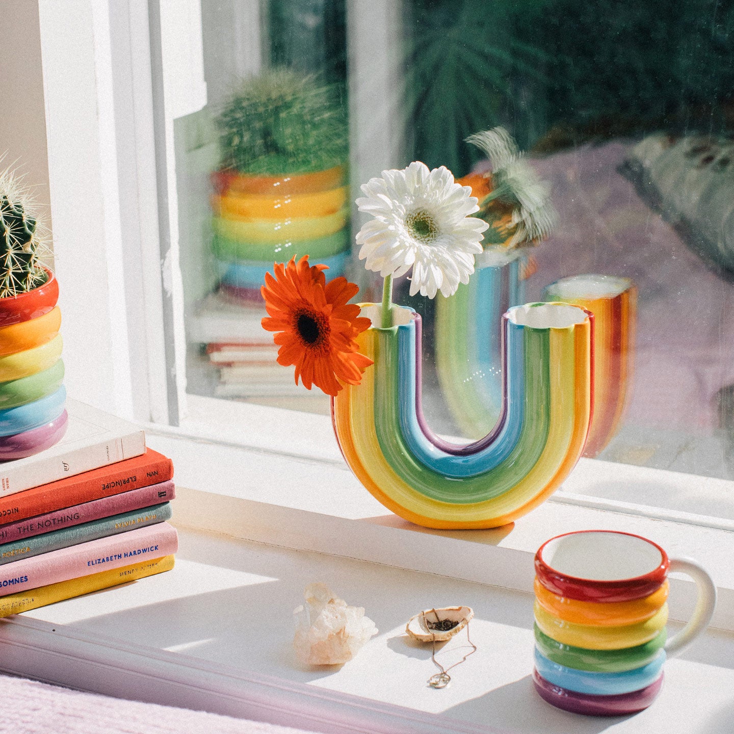 Vase multicolore arc en ciel