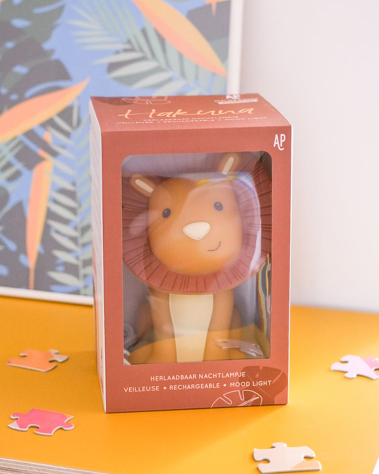 Veilleuse lion avec texture douce et lumière apaisante