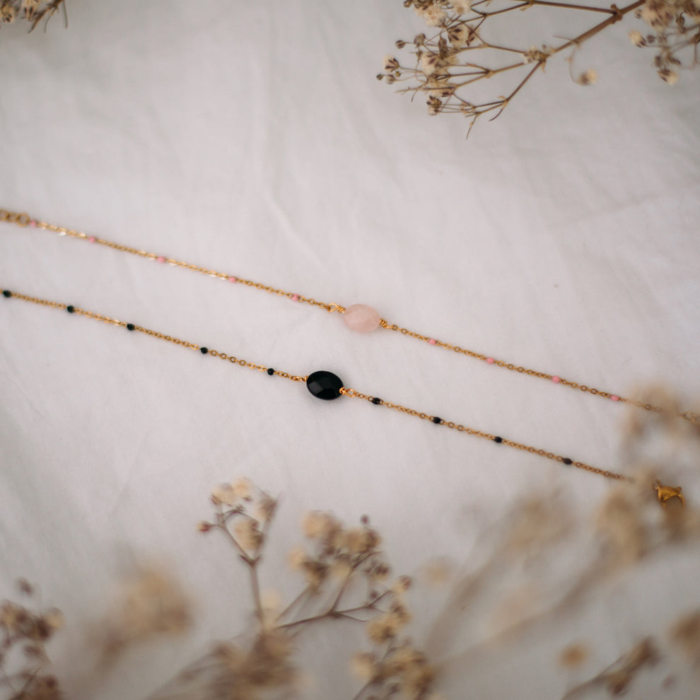 Un bracelet Onyx Noir & sa Pochette - Mieux Que Des Fleurs