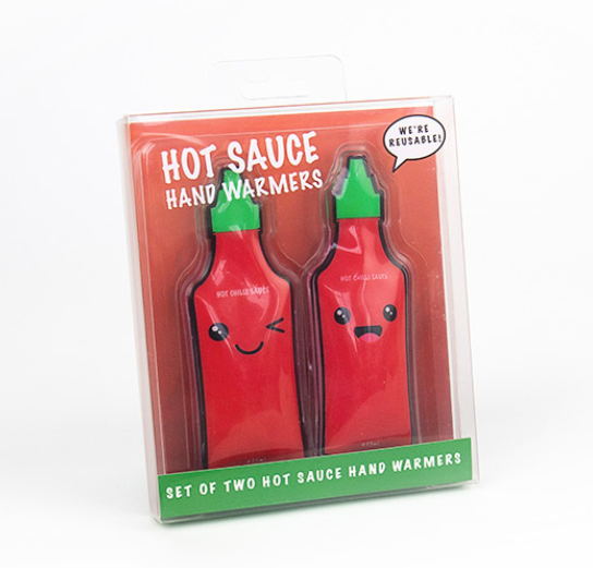 Chauffe-mains en forme de sauces colorées sur fond blanc