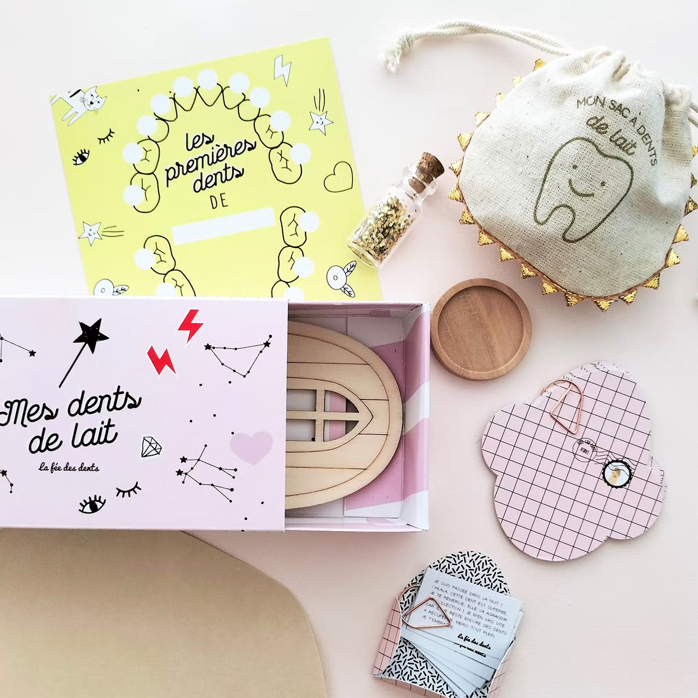 Kit pour dents de lait avec sac en tissu coloré