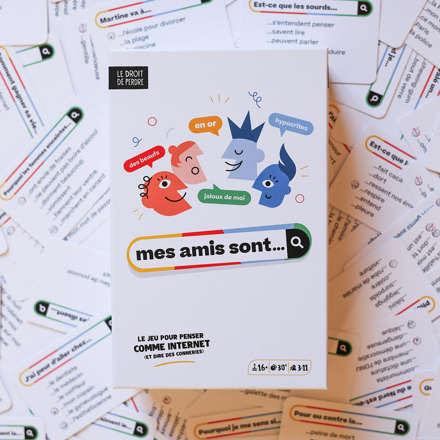 Jeu de société Mes amis sont... avec boîte et cartes illustrées.