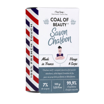 Savon au charbon de Monsieur Barbier, texture noire marbrée.