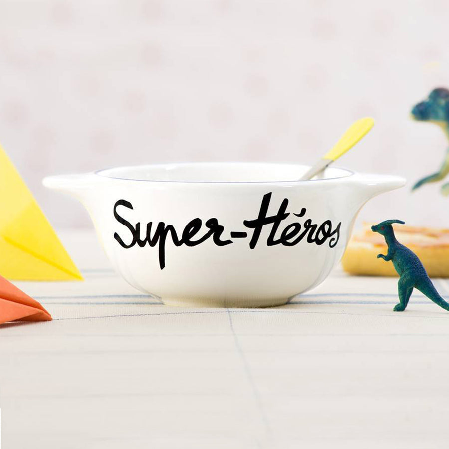 Bol breton personnalisé avec motif de super-héros en bleu
