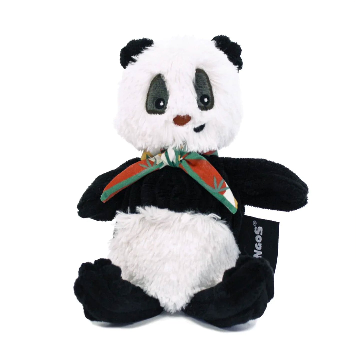 Peluche panda en velours côtelé, vue de face.