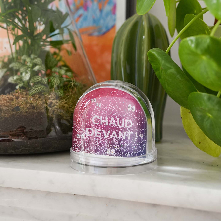 Boule à neige personnalisée avec flocons et message unique