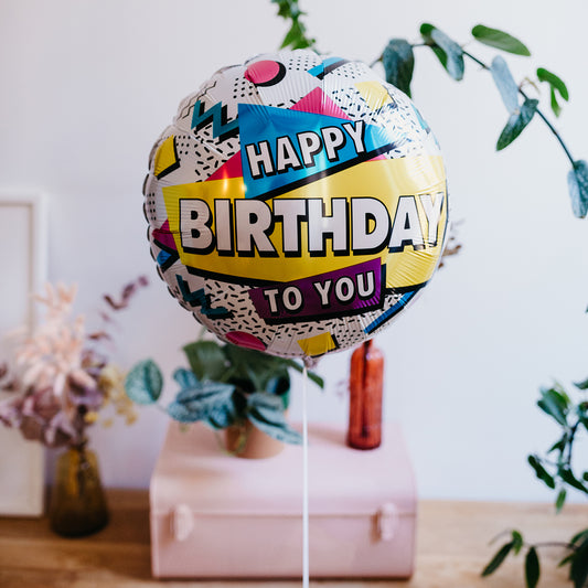 Ballon Joyeux Anniversaire Retro - Mieux Que des Fleurs