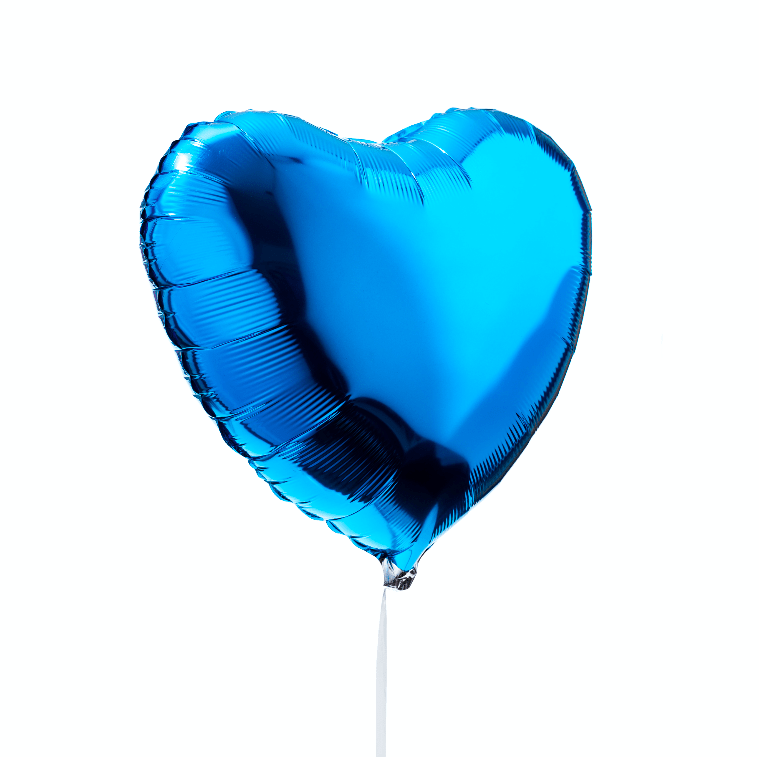 Ballon coeur bleu saphir, idéal pour offrir en cadeau d'amour ou d'amitié.