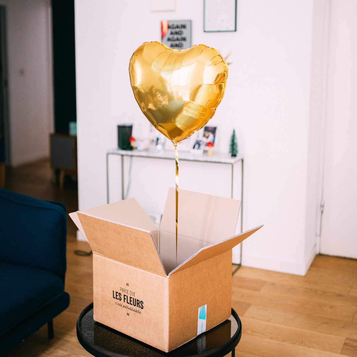 Ballon coeur doré pour une décoration festive