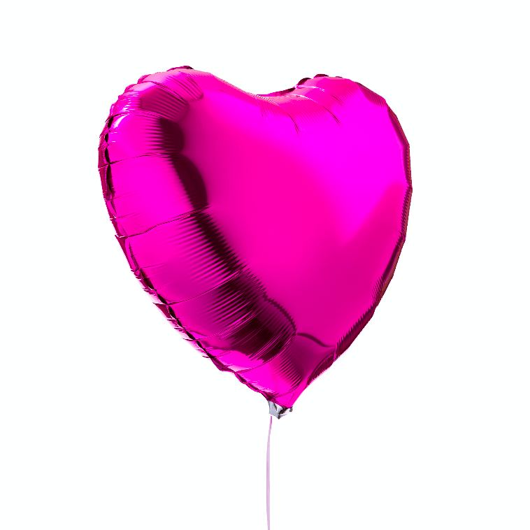 Ballon coeur rose magenta, idéal pour offrir en cadeau