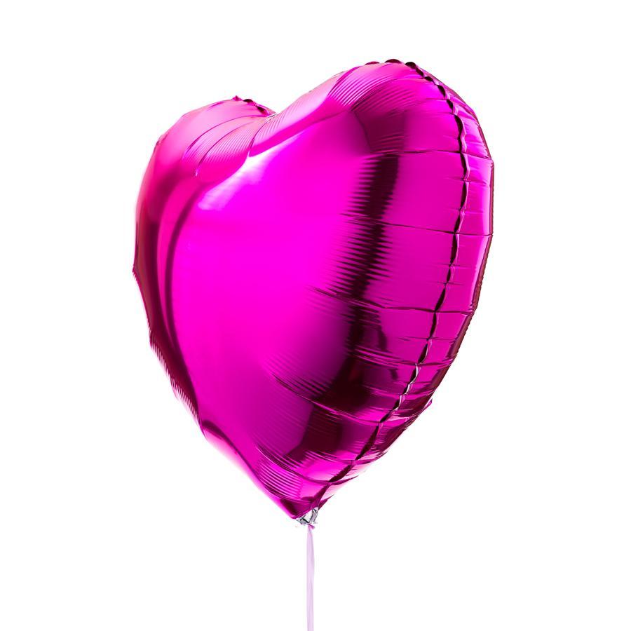 Box 2 Ballons Coeurs rose magenta, idéal pour offrir en cadeau.