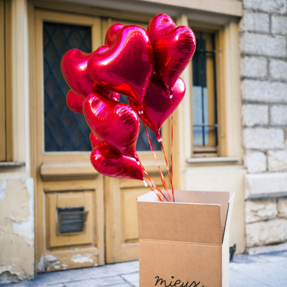 3X Ballon Feuille Cœur Helium Anniversaire Amour Jour de la Saint Valentin  Rouge