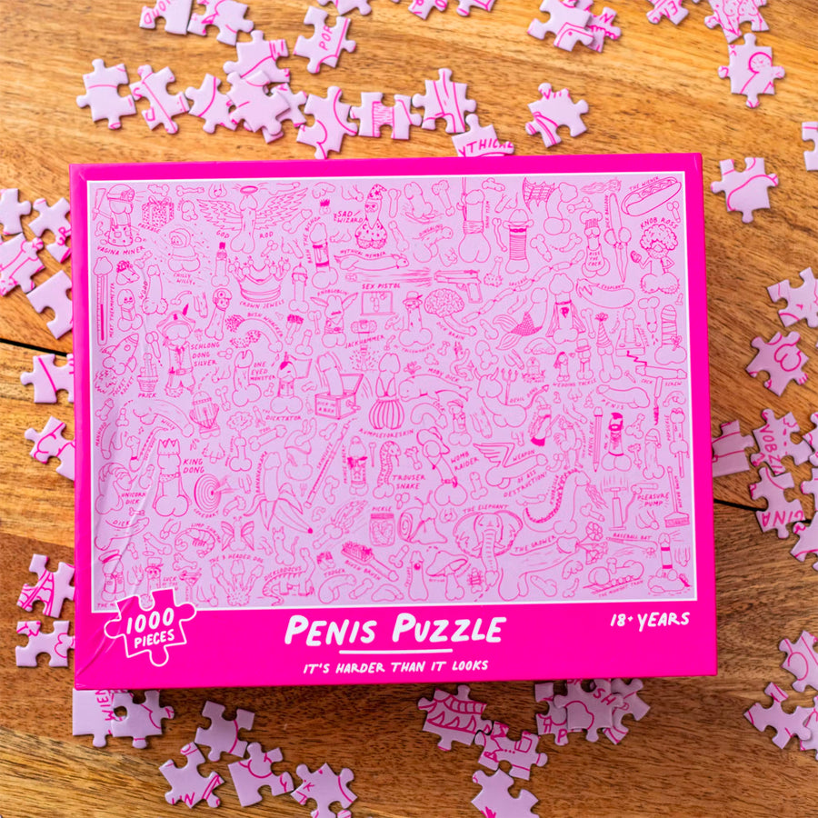 Puzzle humoristique avec illustrations de pénis en détail